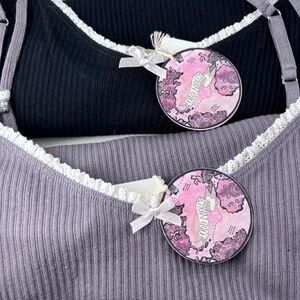 NWT ODD MOLLY Women Black and Gray Take A Bow Tank Tops